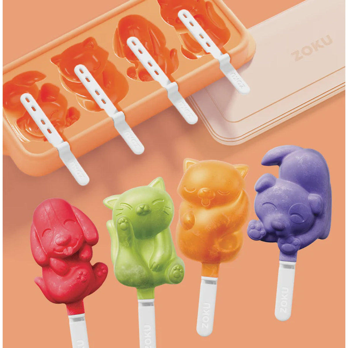 Brand New Zoku Set of 6 Fish Shaped Traditional Ice Pop Popsicle Lollipop  Molds