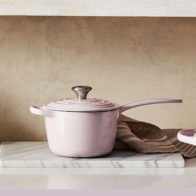 2.25 Qt. Signature Enameled Cast Iron Saucepan with Stainless Steel Knob -  Shallot, Le Creuset