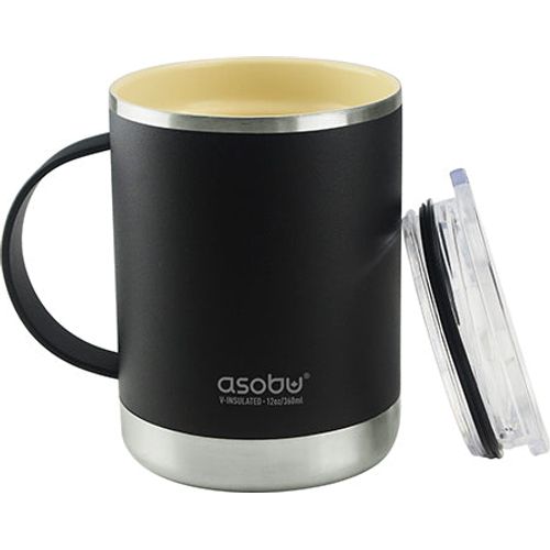 Asobu  Insulated Coffee Mug With Cork Bottom, Travel Lid & Stopper