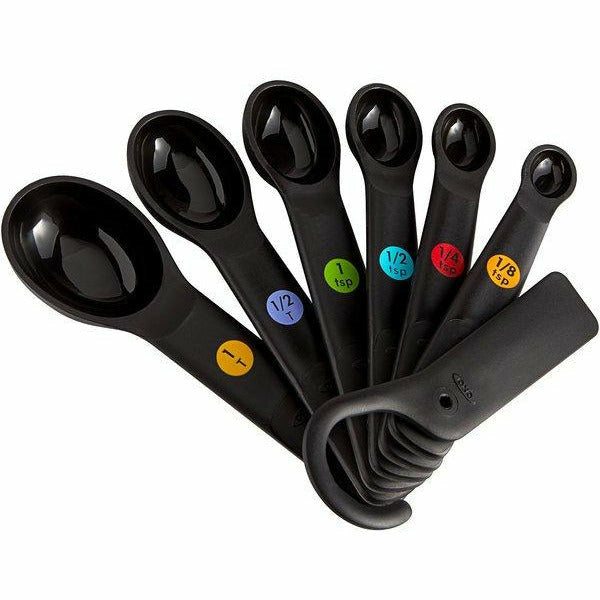 5 OXO Good Grips Measuring Spoons Black 1 T ~ 1/2 T ~ 1/2 tsp ~1/4 tsp ~  1/8 tsp