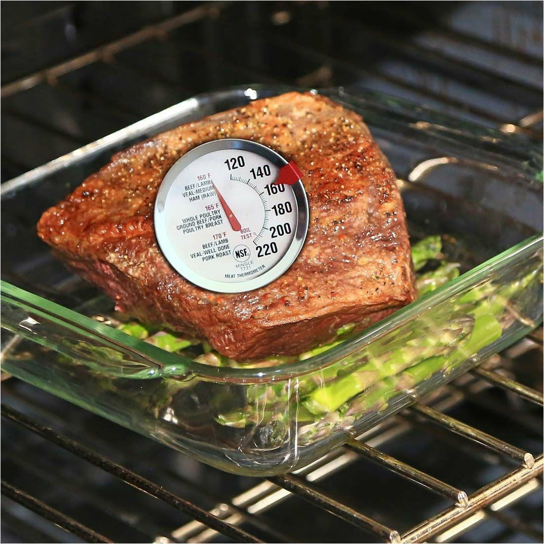 2 Pack 5 Poultry Meat Thermometer Analog Thermometer - Cooking Thermometer  in Oven Safe, Waterproof Large Dial, Stainless Steel Probe and
