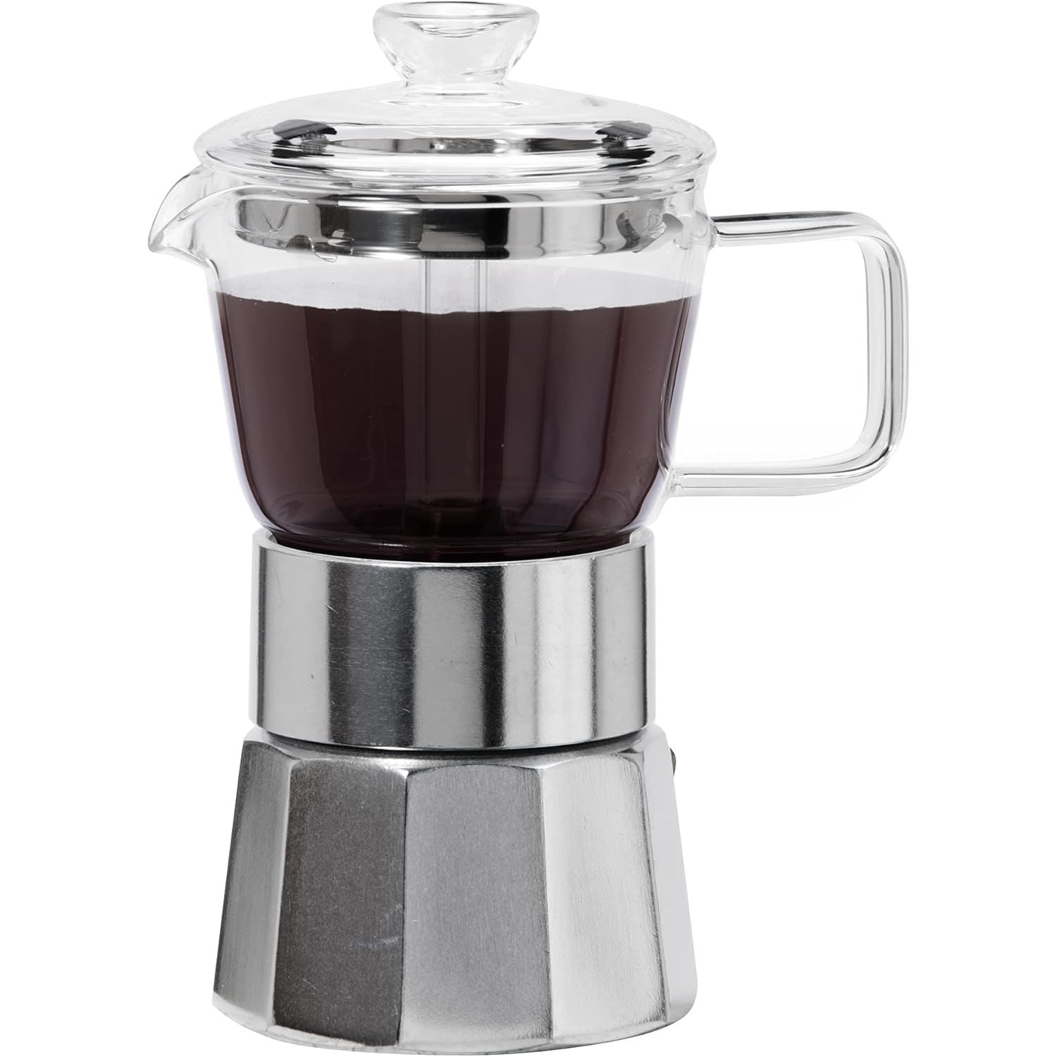 Leopold Vienna Moka Pot Stovetop Coffee Maker, Black, Stainless Steel & Red  on Food52