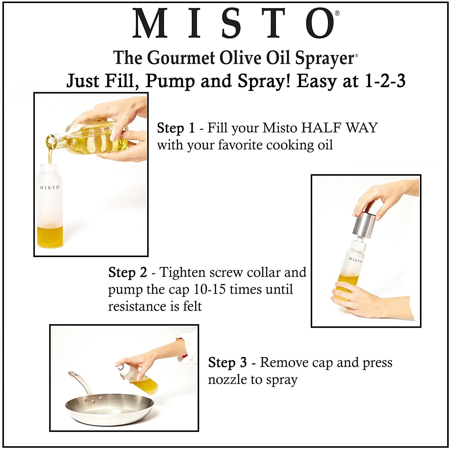 Misto Oil Sprayer, Frosted Glass, 7.75 Inch