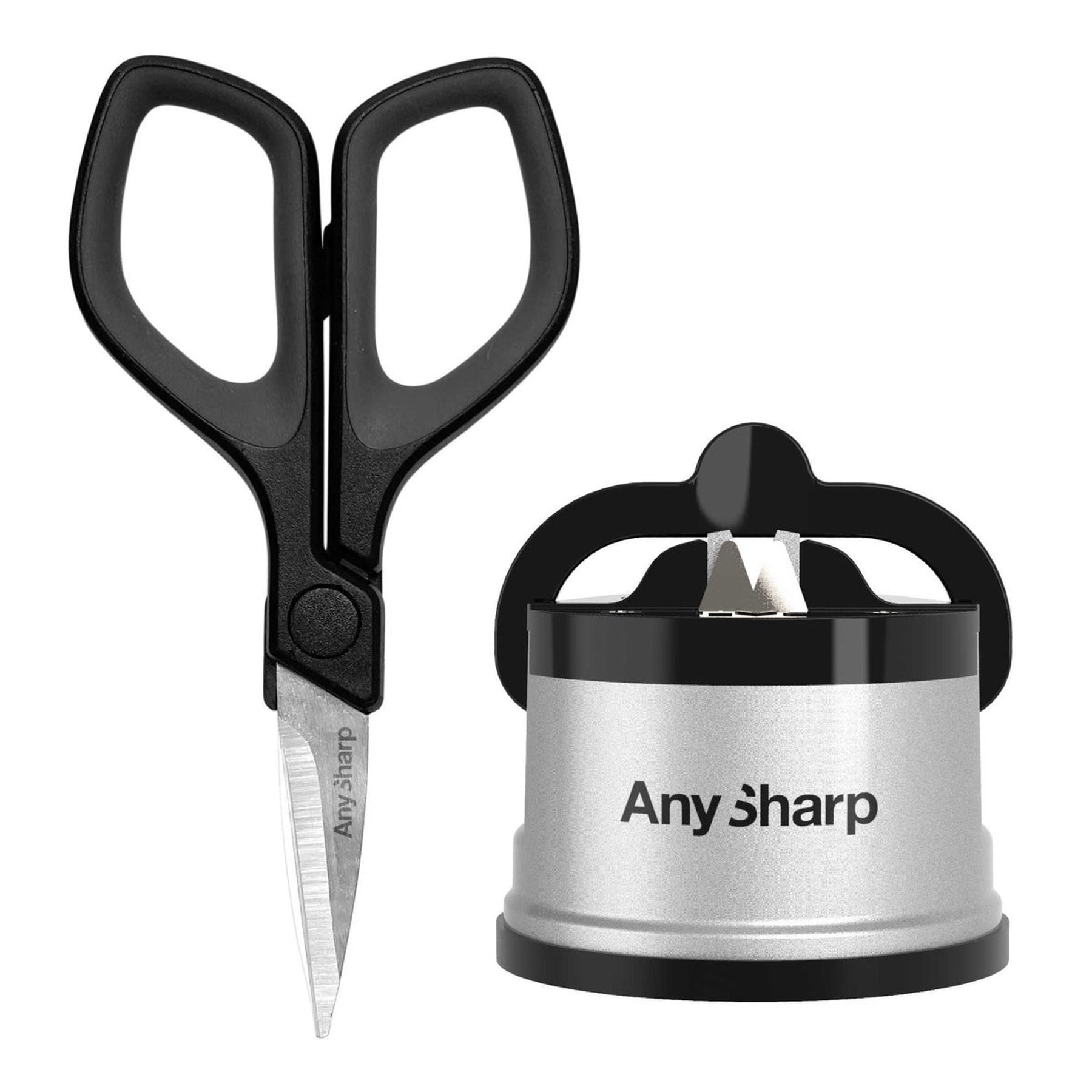 AnySharp | Bundle | Sharpener + Mini Scissors, Essentials, Silver, Size: Large