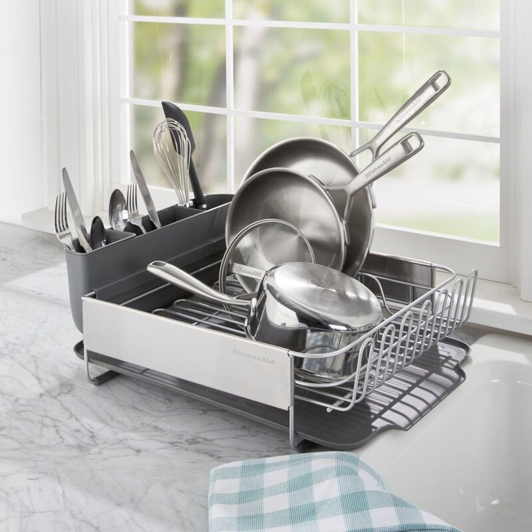 Foldable Dish Drying Rack SinkSide, Small - Light Grey