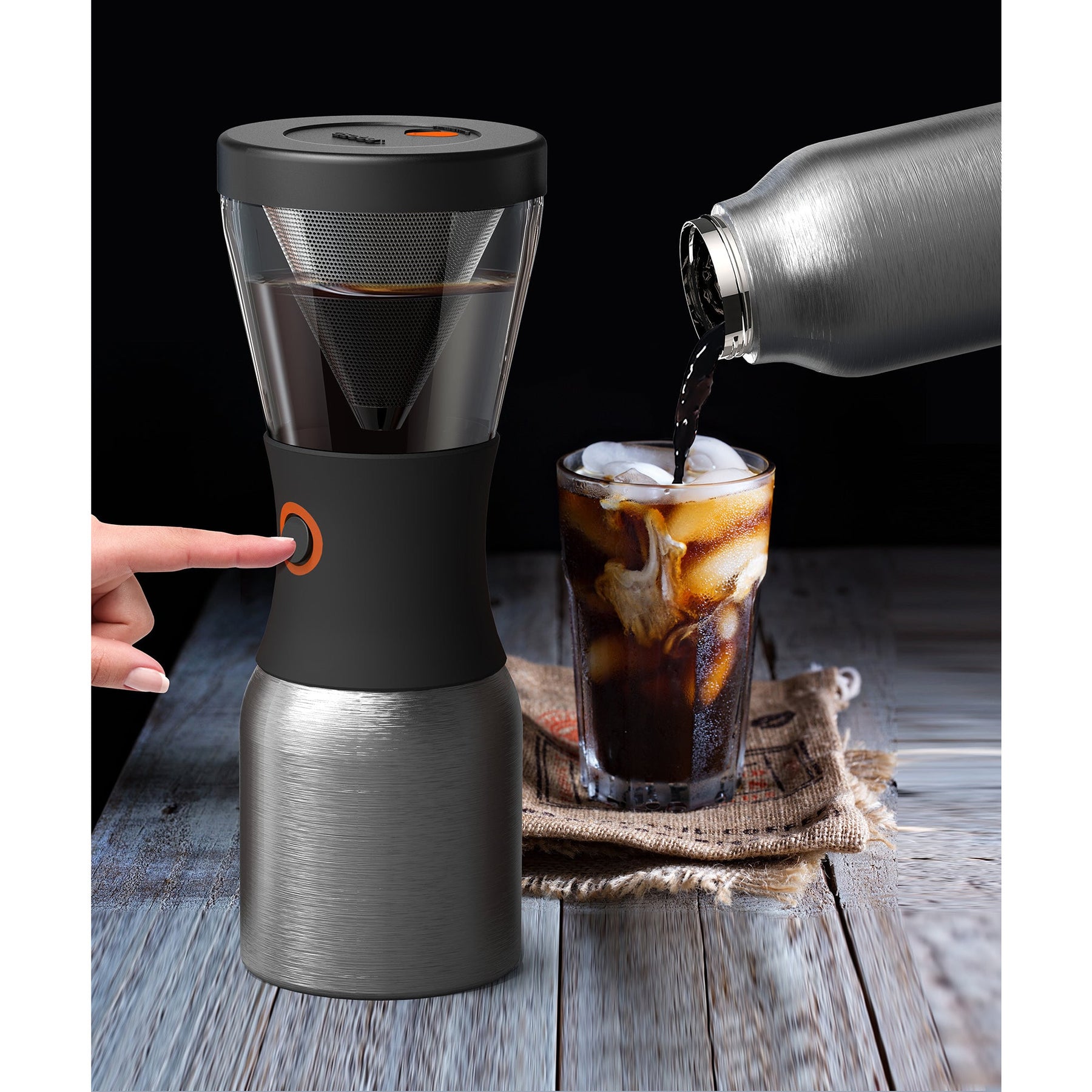  Asobu Coldbrew Portable Cold Brew Coffee Maker With a Vacuum  Insulated 34oz Stainless Steel 18/8 Carafe Bpa Free (Black): Home & Kitchen
