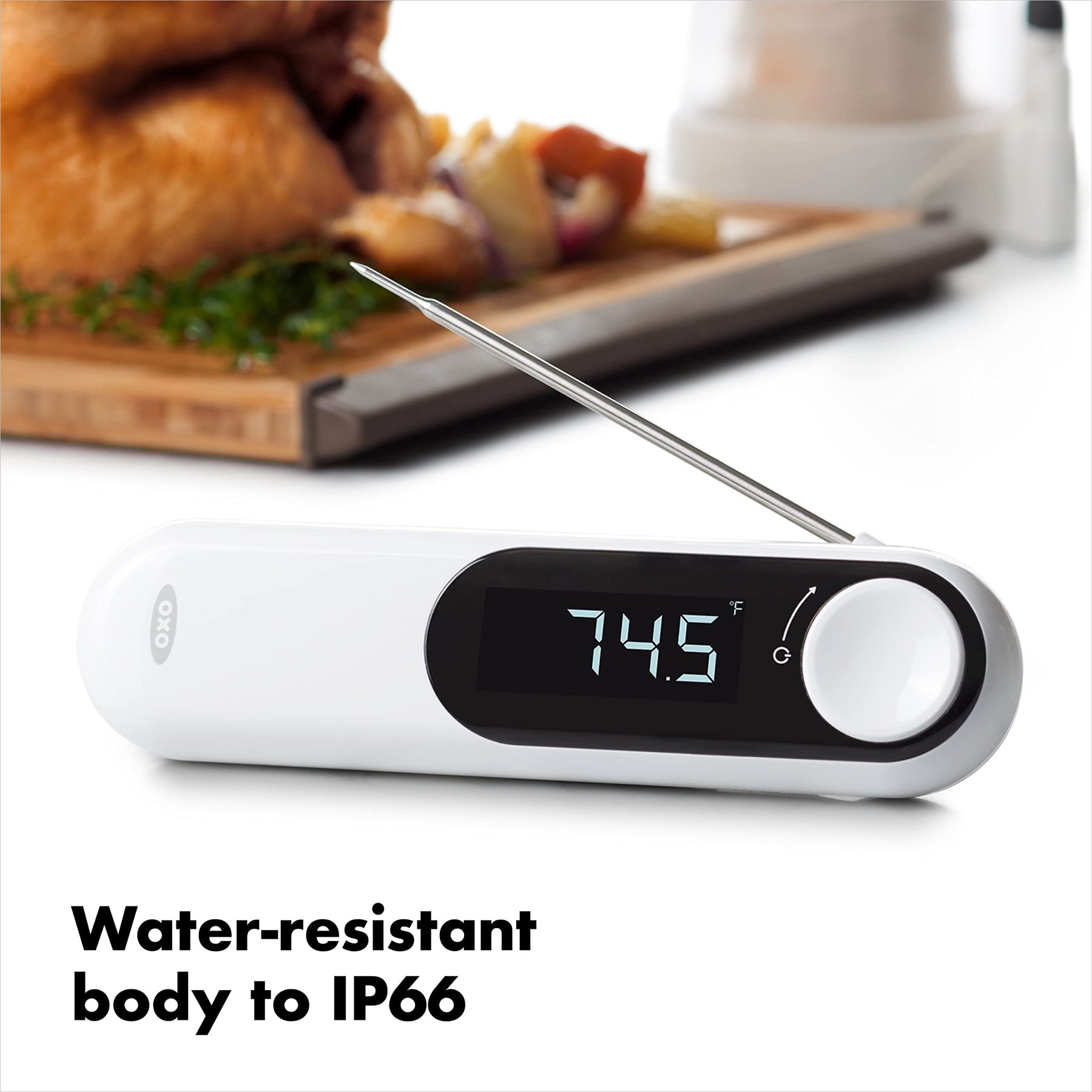 Polder Sous Chef Rapid Read Thermometer, Digital Thermometer for Cooking,  Food Thermometer with Folding Probe, Intuitive Cooking Thermometer with