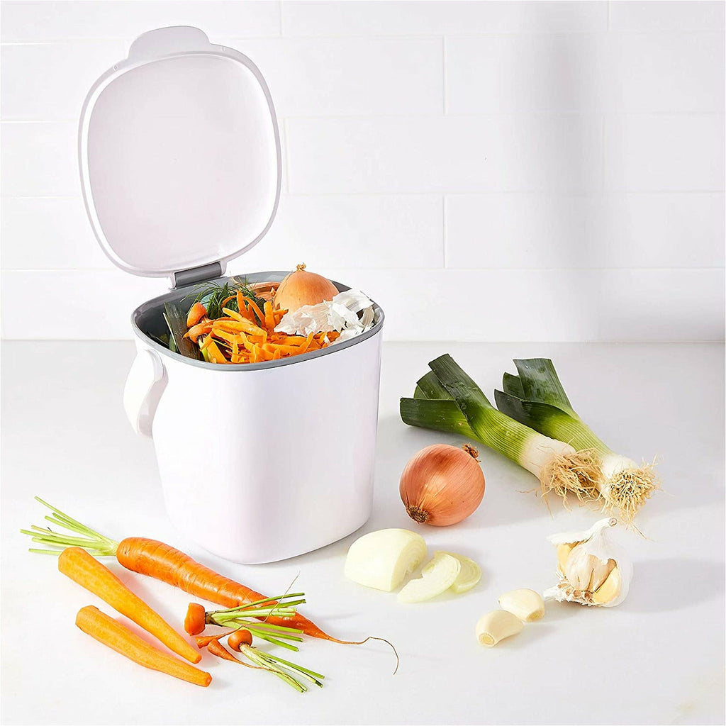 5L Compost Bin Vegetable Residue Peel Household Durable Stainless Steel  Kitchen Black Charcoal Filter Kitchen Waste